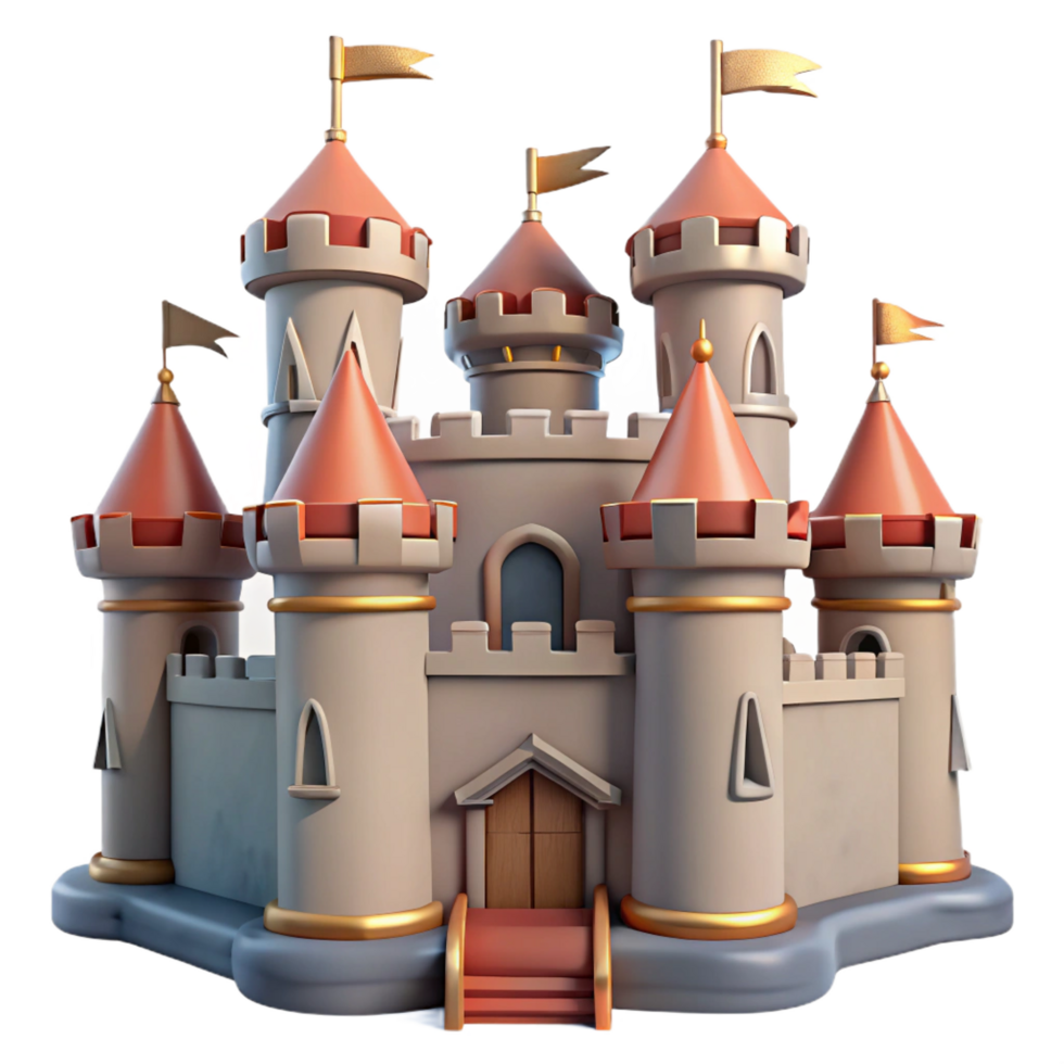 beautiful artistic Cartoon Castle 3D Render professional png