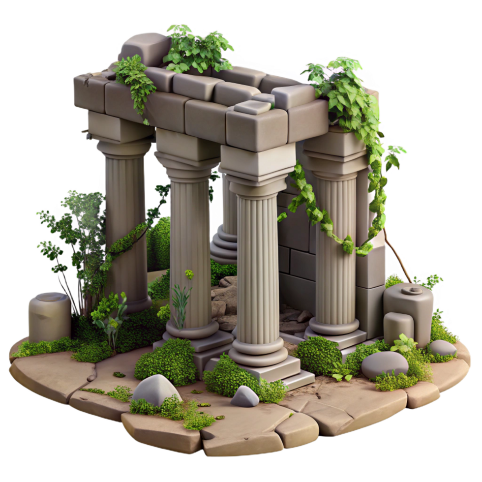 dramatic abstract Overgrown Ruins 3D Model detailed png