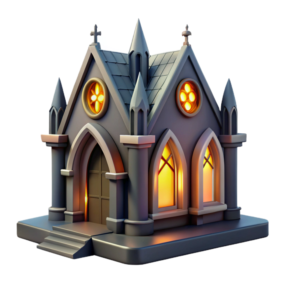 dramatic abstract Gothic Church 3D Model 4K png