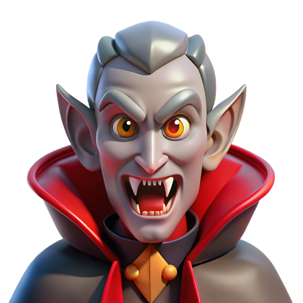 serene minimalist Cartoon Vampire 3D Render genuine png