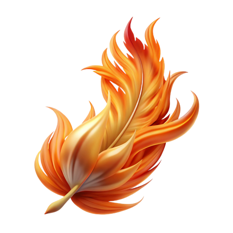 elegant minimalist Fiery Feather 3D Illustration authentic png
