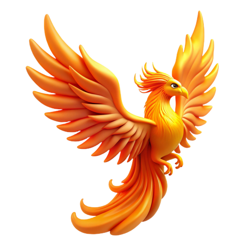 beautiful creative Golden Phoenix 3D Illustration high resolution png
