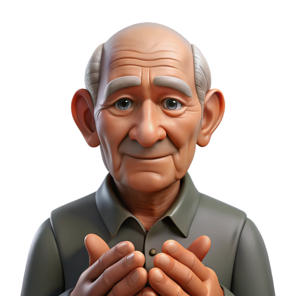 magnificent minimalist 3D Cartoon Elderly Man Illustration genuine png