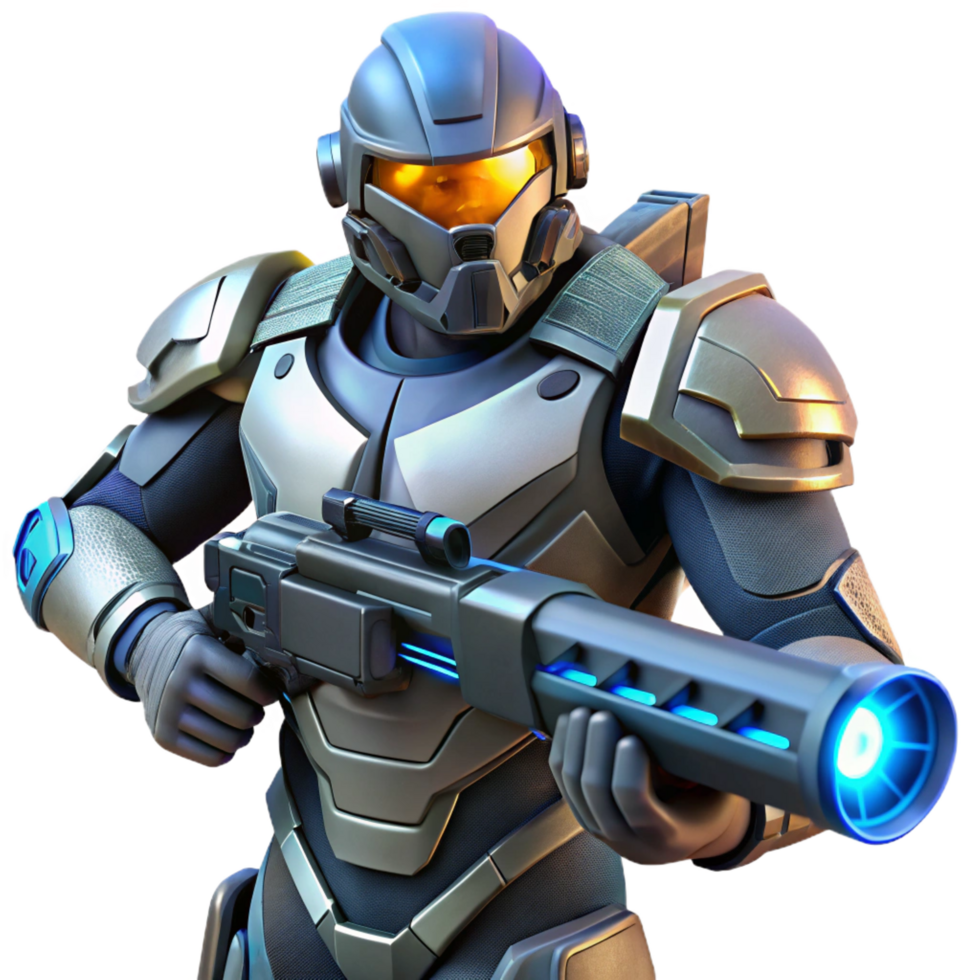 stunning rustic Futuristic Soldier 3D Render professional png