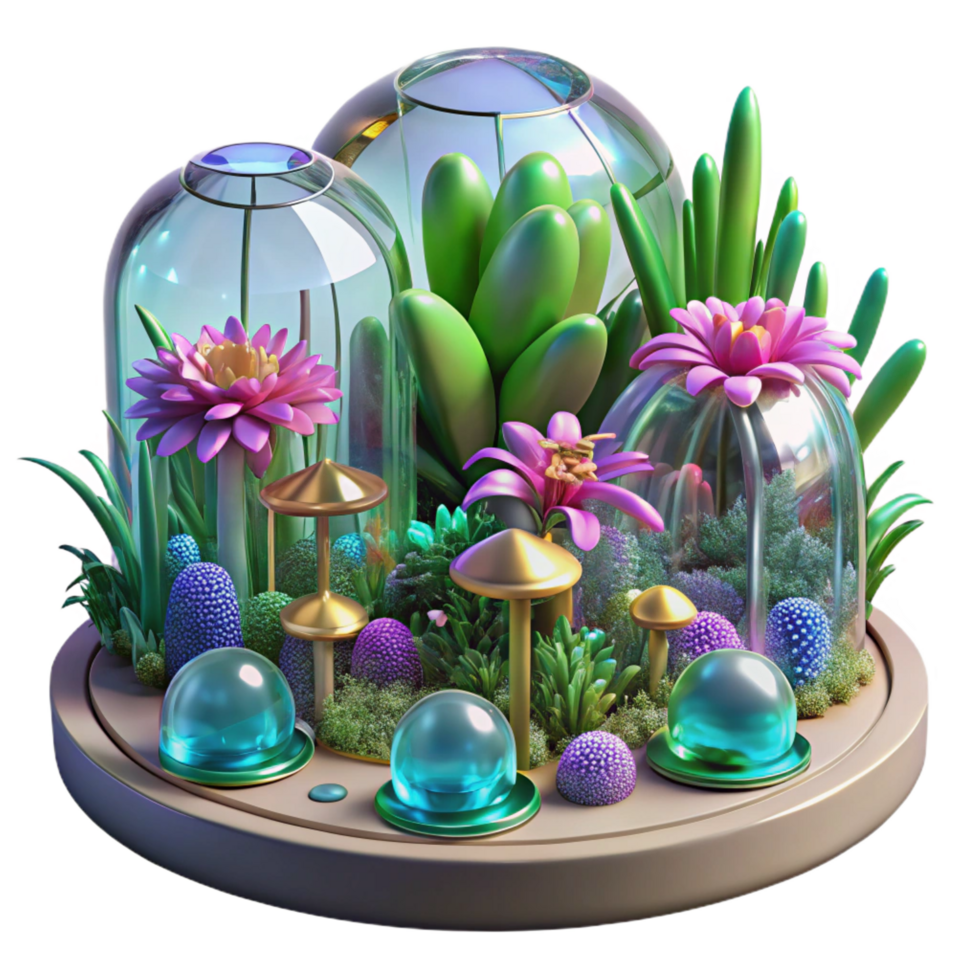 wonderful modern Enchanted 3D Garden Illustration 4K png