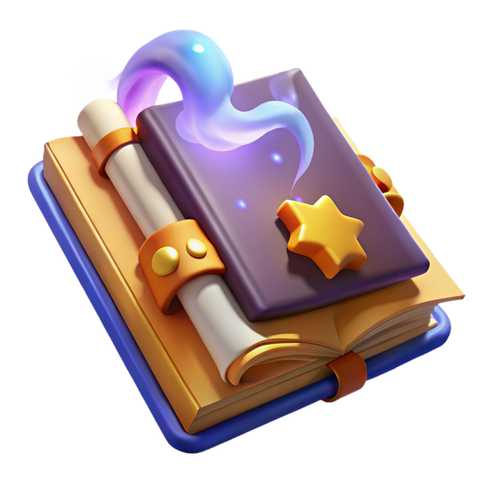 stunning rustic Magical Book 3D Illustration high resolution png