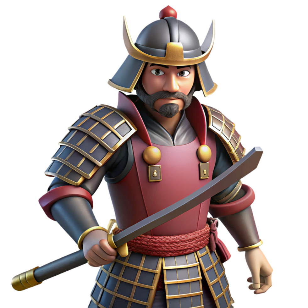 serene abstract 3D Samurai Warrior Illustration exclusive png