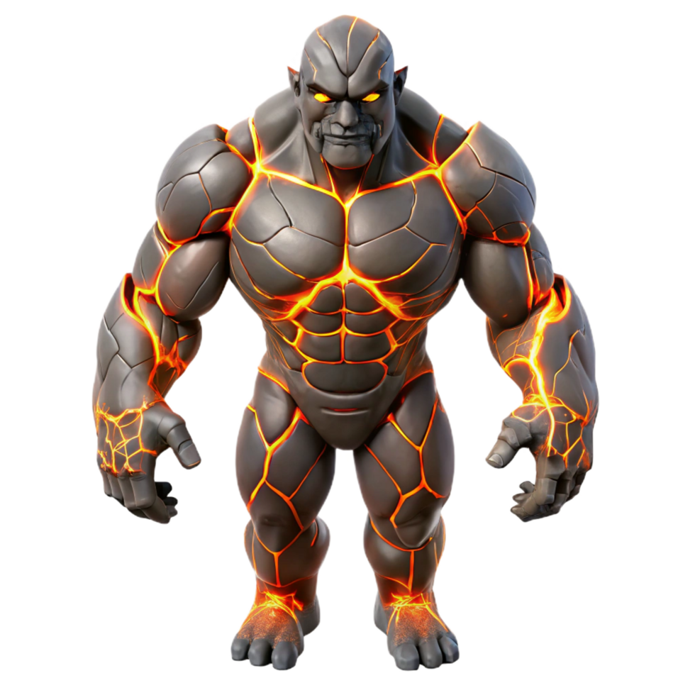impressive vintage Lava Golem 3D Render exclusive png