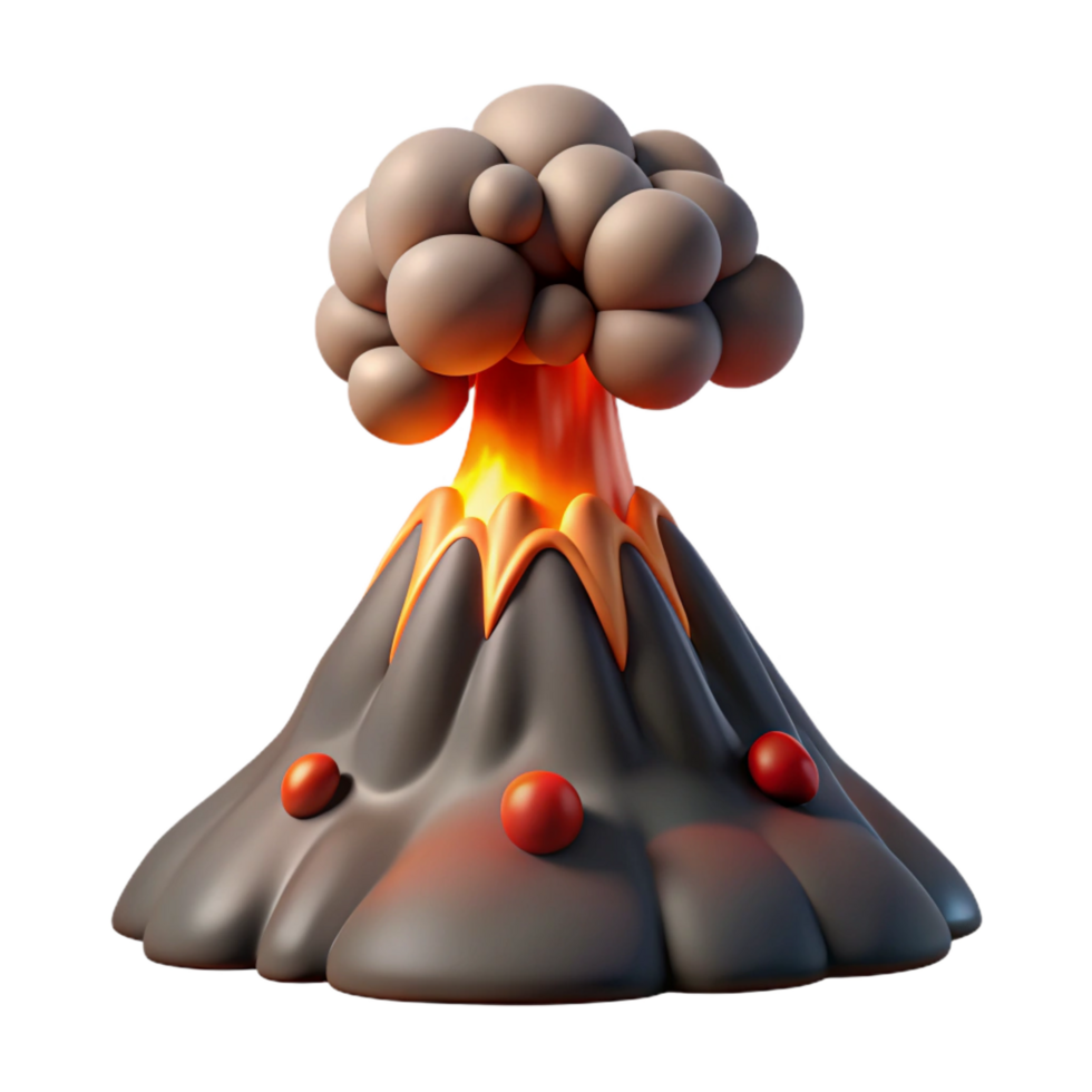 magnificent classic Cartoon Volcano 3D Render authentic png