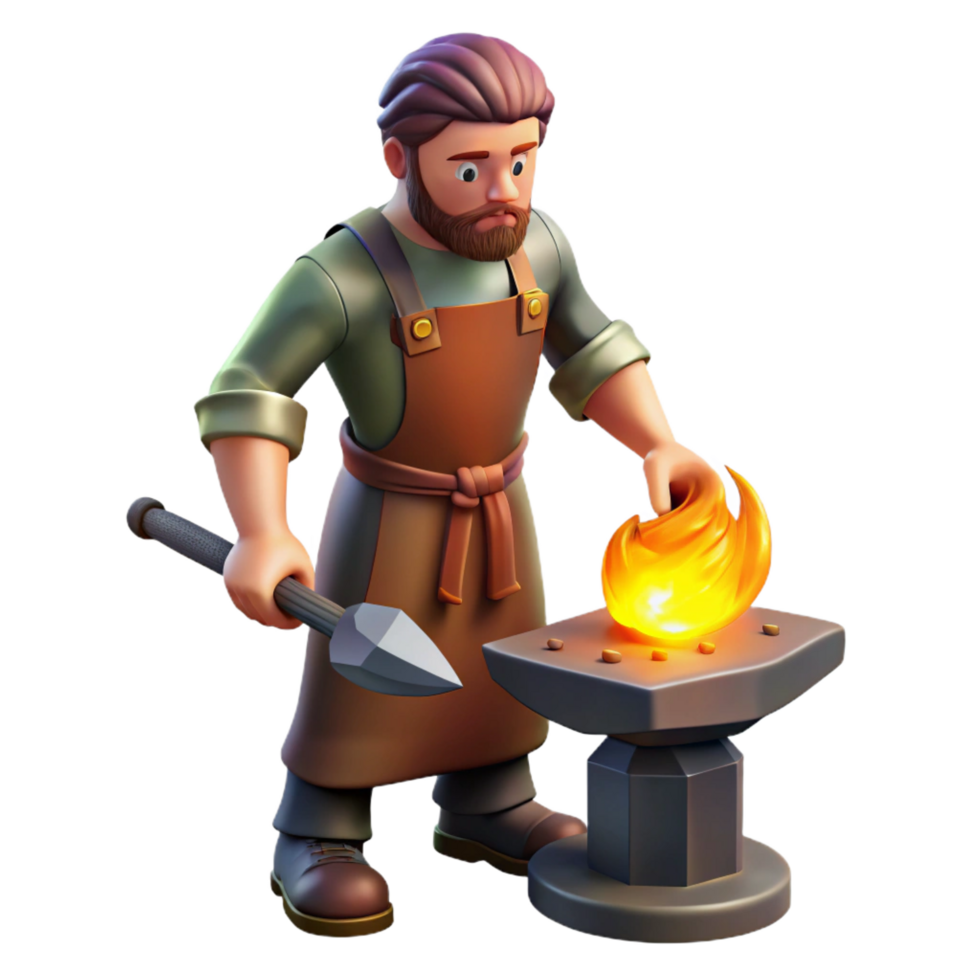 vibrant modern Blacksmith 3D IllustrationCrafting Metal high resolution png