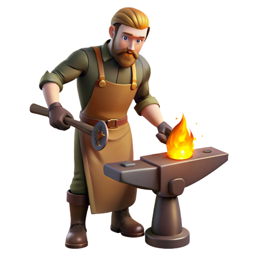 magnificent creative Blacksmith 3D RenderCrafting Metal professional png