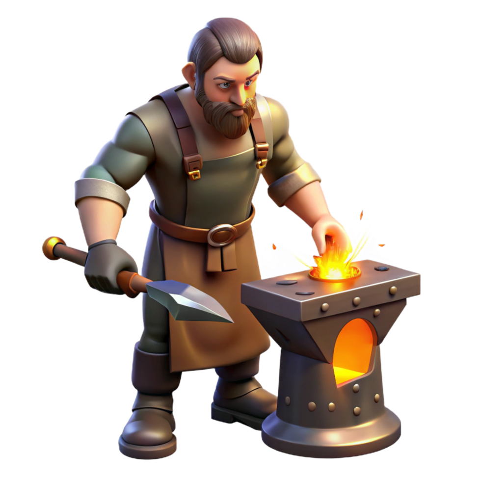 extraordinary abstract Blacksmith 3D Illustration detailed png