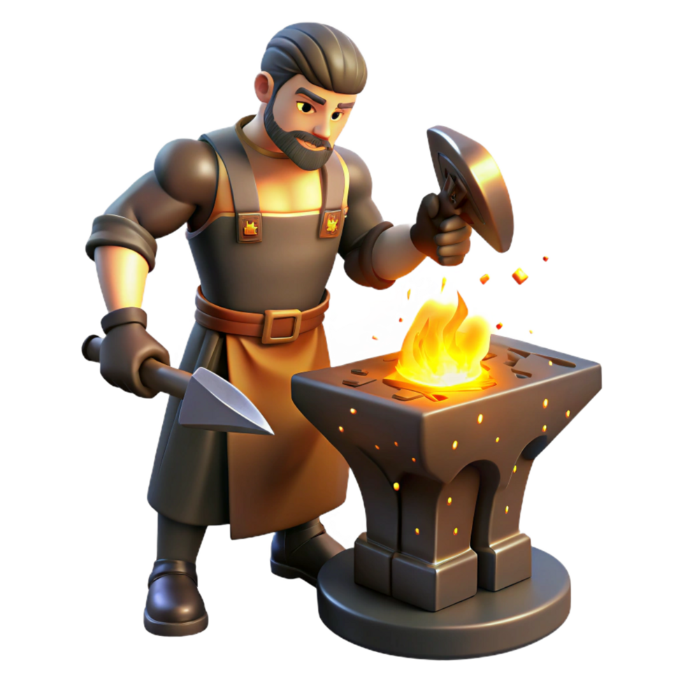 wonderful abstract Blacksmith 3D Illustration Crafting at the Anvil genuine png