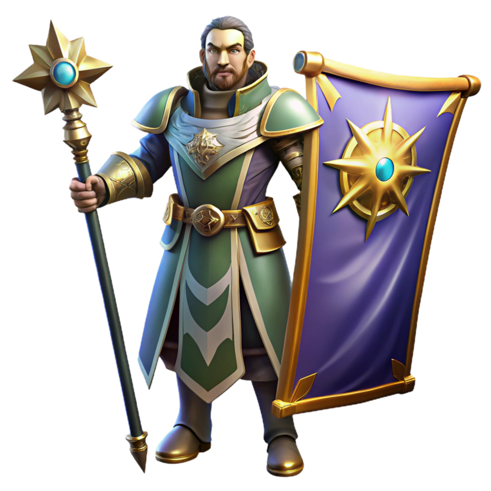 beautiful vintage 3D Render Fantasy Mage Illustration detailed png