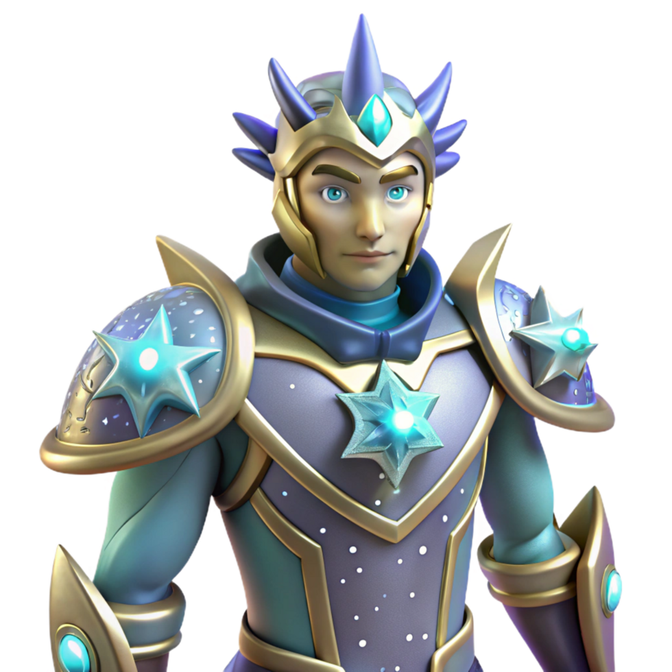 impressive modern Celestial Knight 3D Render professional png