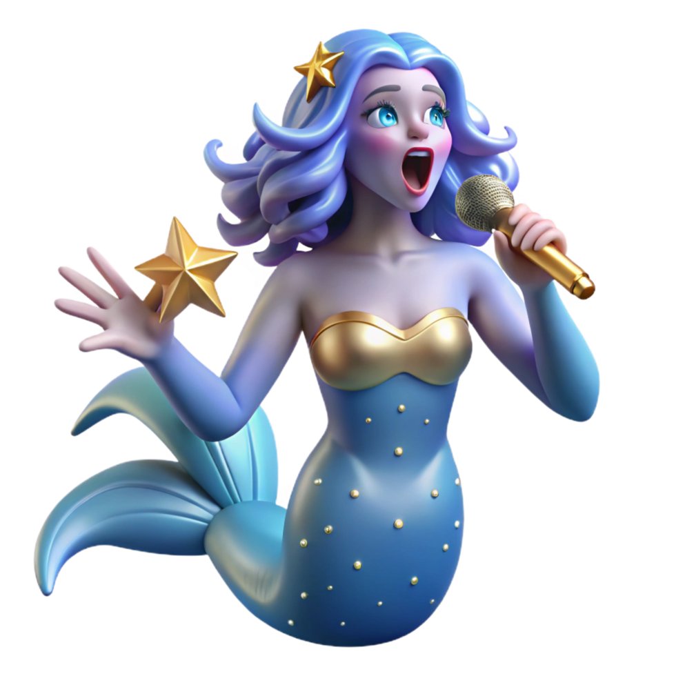 extraordinary artistic Singing Mermaid 3D Illustration professional png
