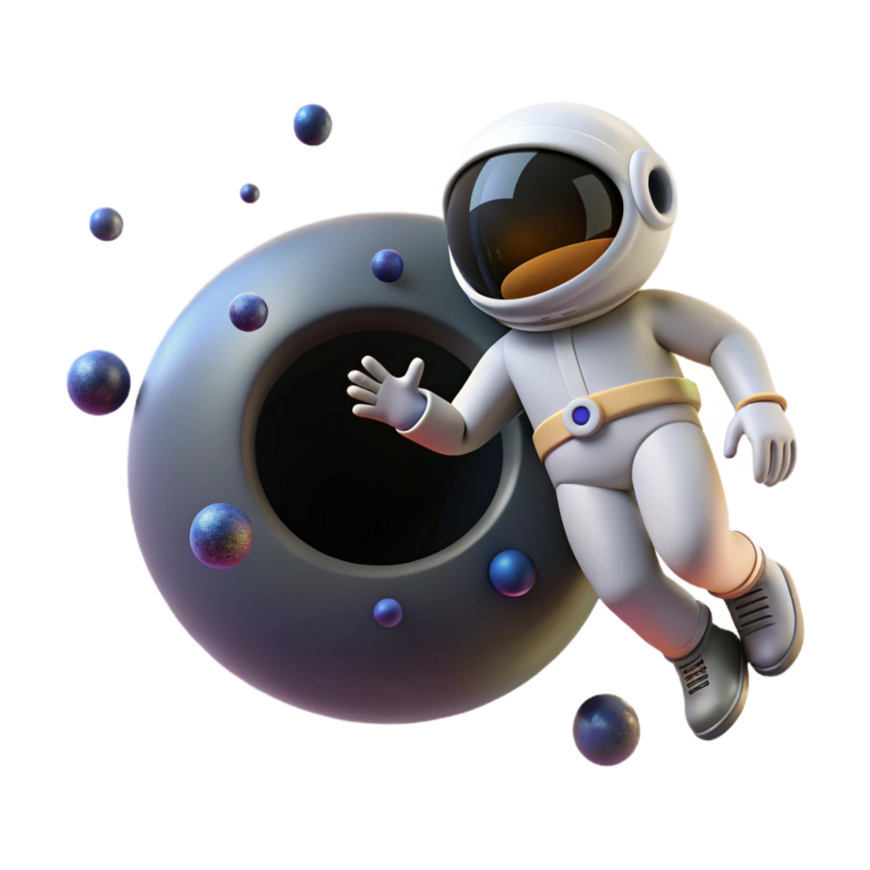 serene artistic 3D Cartoon Astronaut in Space high quality png