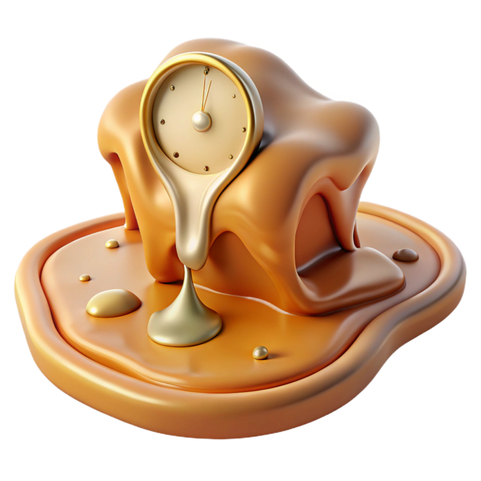 stunning modern Melting Clock 3D Render high resolution png