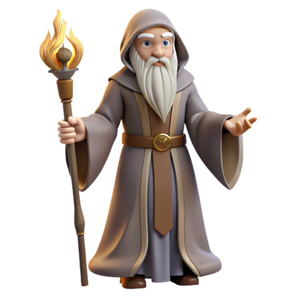 impressive creative Wise Wizard 3D Render professional png