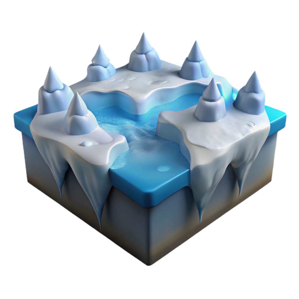 impressive minimalist Icy Peaks 3D Render authentic png