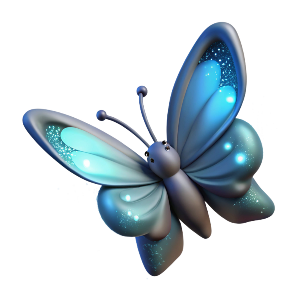 elegant abstract Glowing 3D Butterfly Illustration professional png