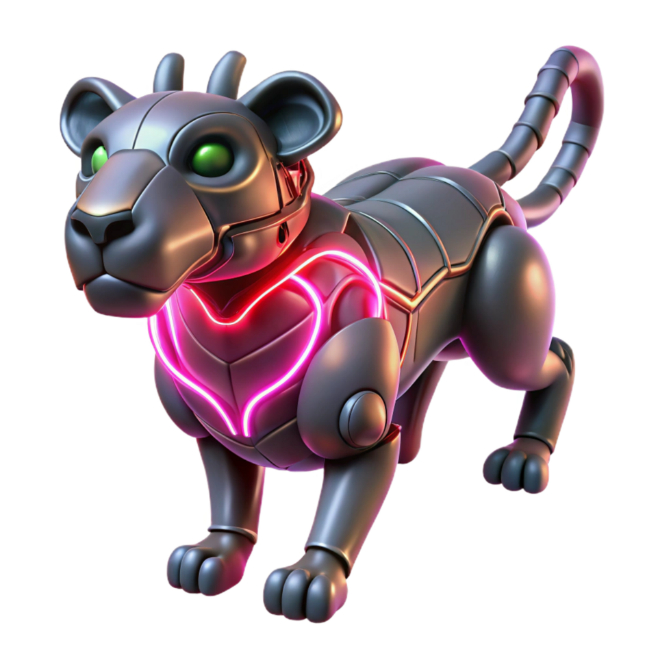 extraordinary minimalist Cybernetic Canine 3D Render genuine png