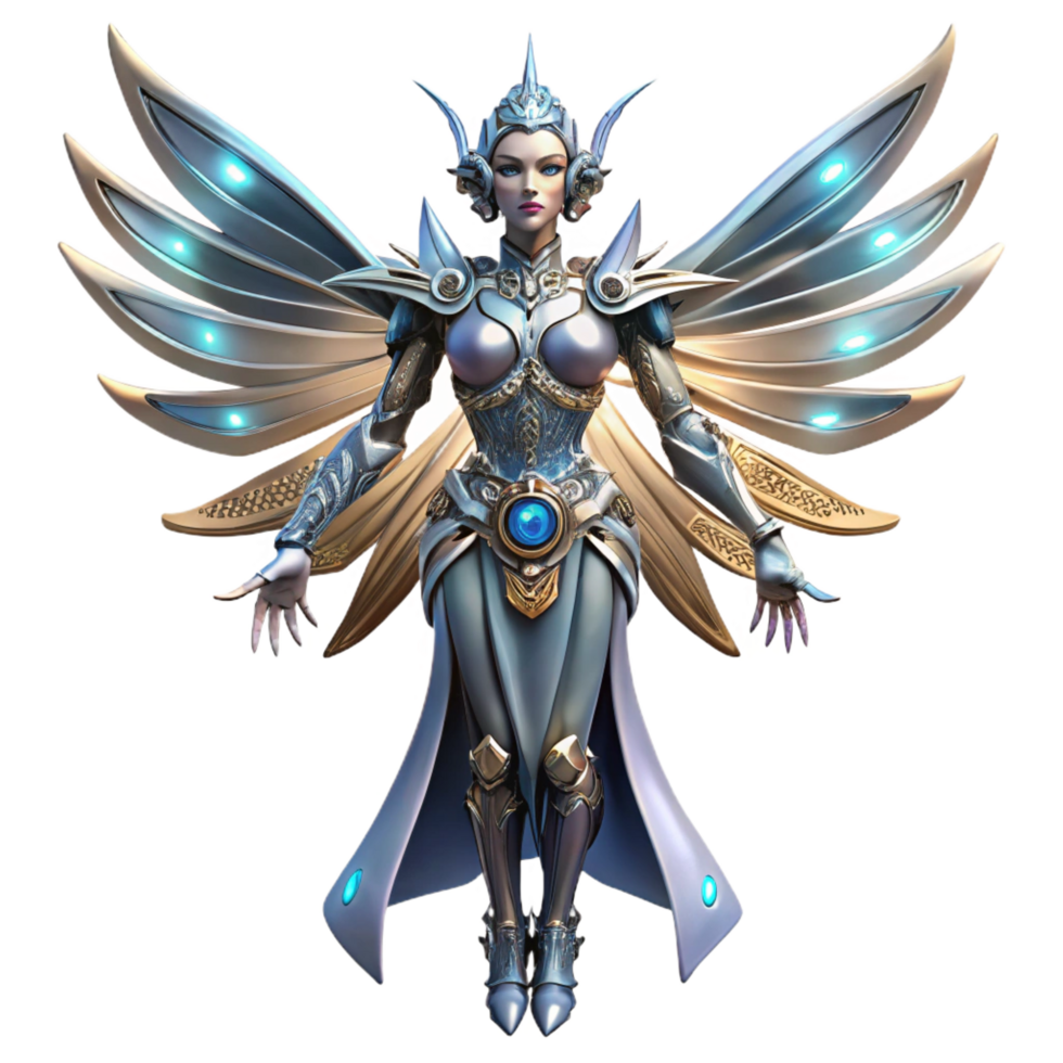 vibrant artistic Angelic Warrior 3D Render high quality png