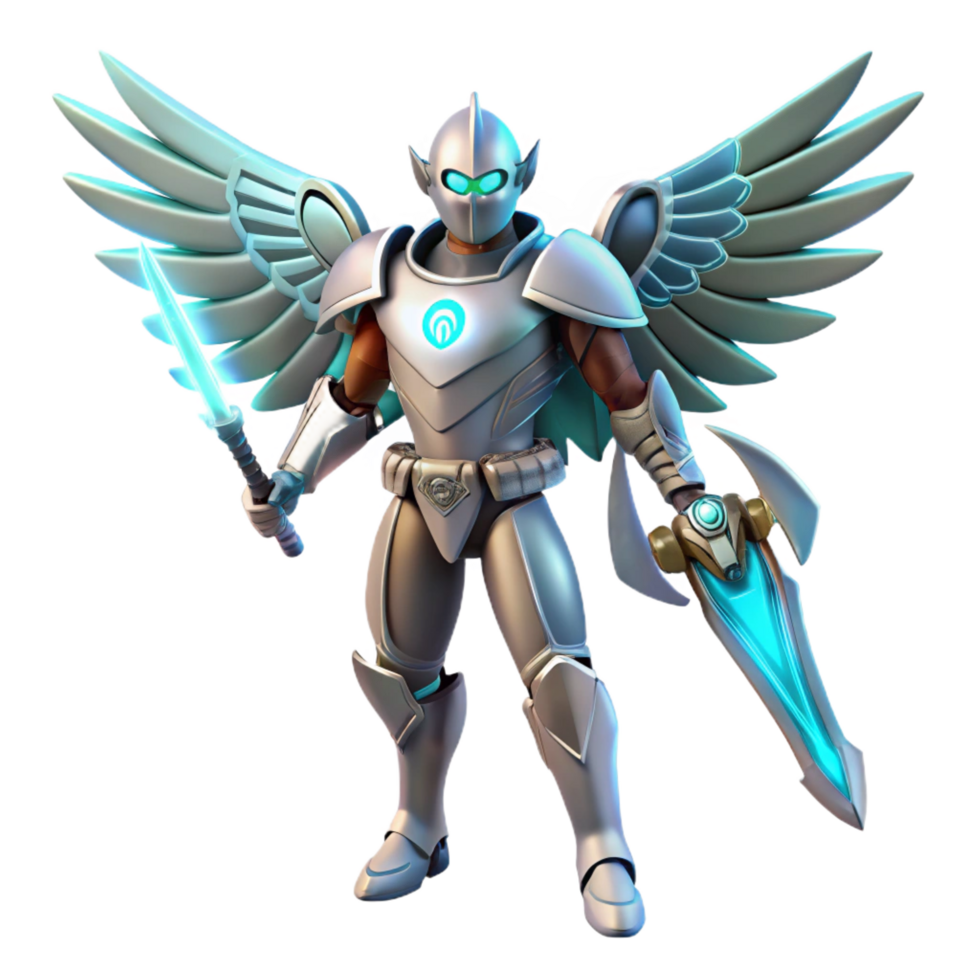 magnificent vintage Angelic Warrior 3D Render detailed png