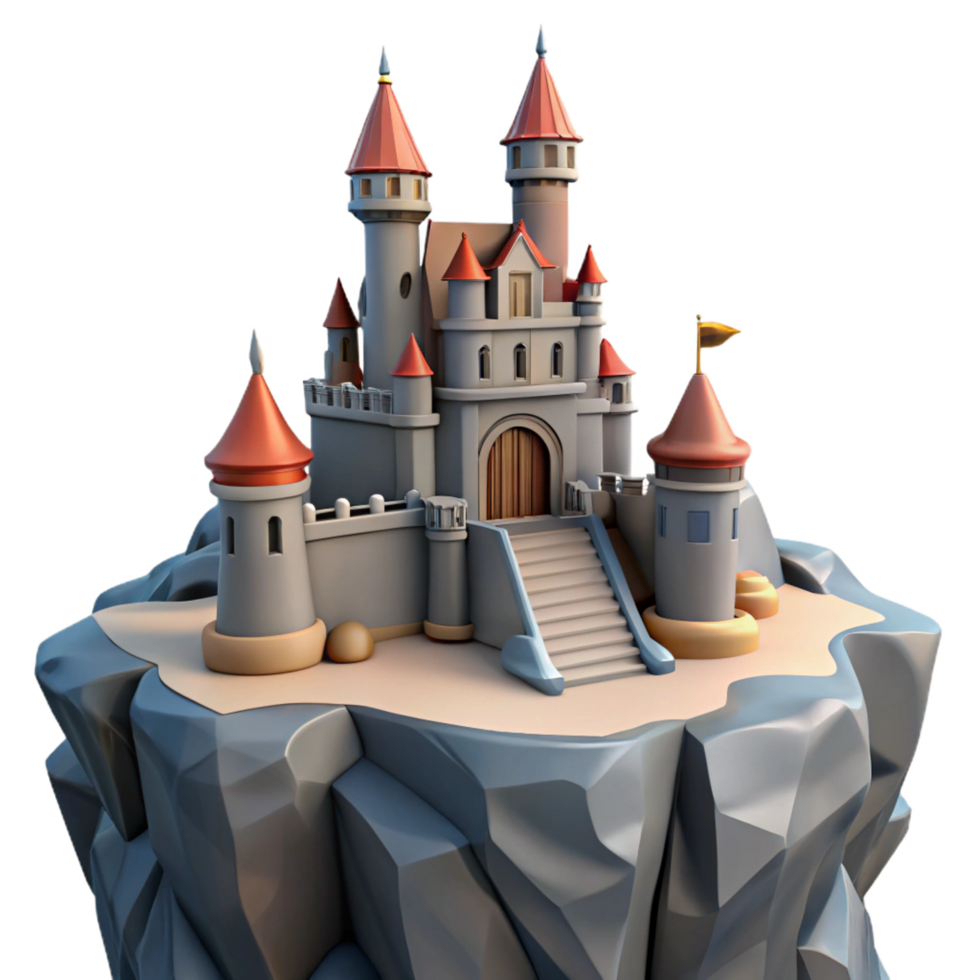 vibrant classic Fairytale Castle 3D Render high resolution png