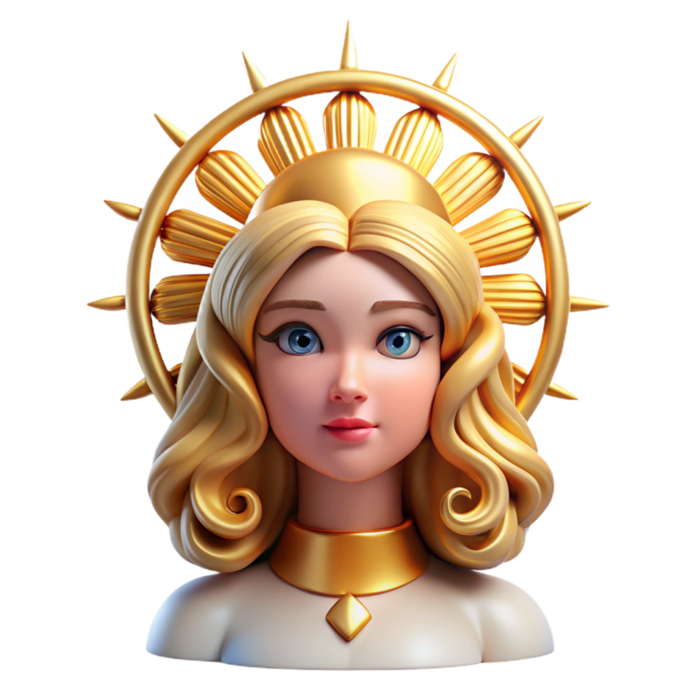 elegant modern Golden Goddess 3D Render authentic png