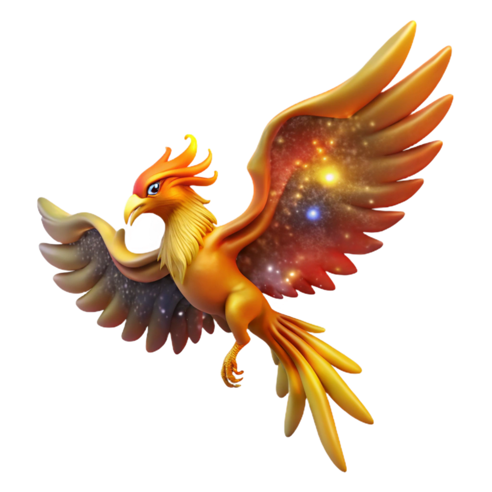 dramatic artistic Cosmic Phoenix 3D Illustration detailed png
