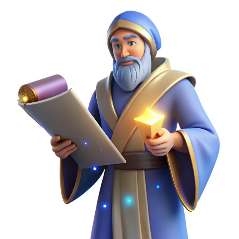 beautiful abstract Wise Wizard 3D Render premium png