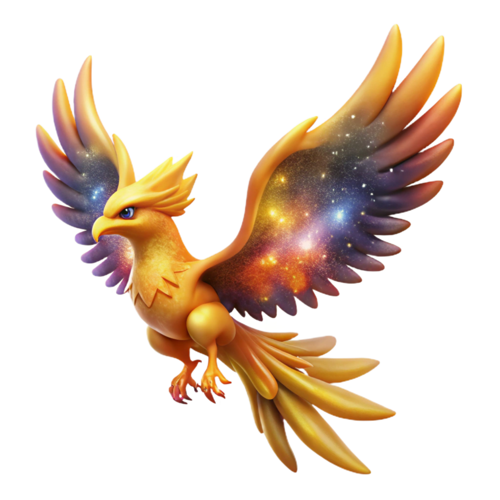 impressive artistic Cosmic Phoenix 3D Illustration high quality png