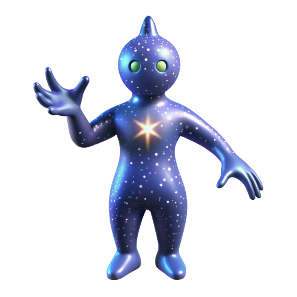 vibrant creative Cosmic Being 3D Render detailed png