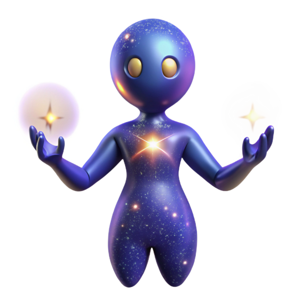 wonderful abstract Cosmic Being 3D Render 4K png