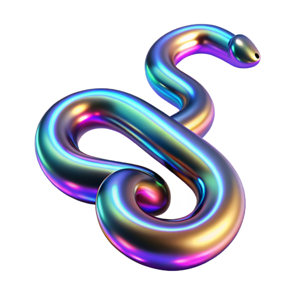magnificent abstract Iridescent 3D Snake Illustration premium png