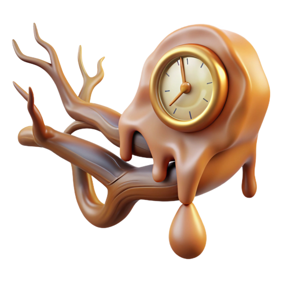 wonderful artistic Melting Clock 3D Render professional png