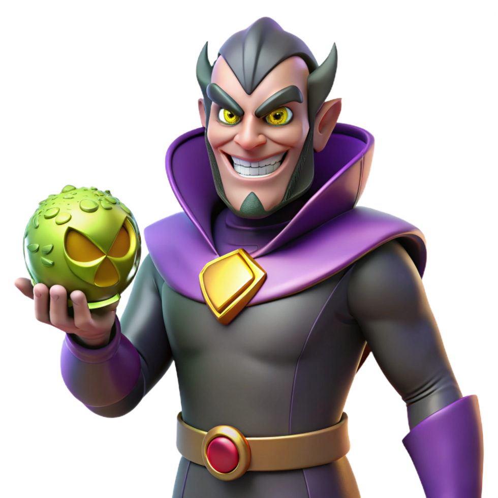 impressive artistic Evil Sorcerer 3D Render original png