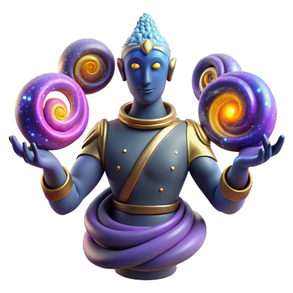 serene classic Cosmic Being 3D Render premium png