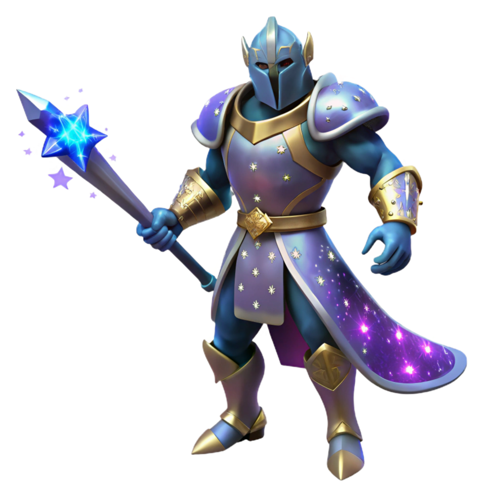 stunning modern Celestial Knight 3D Render high quality png