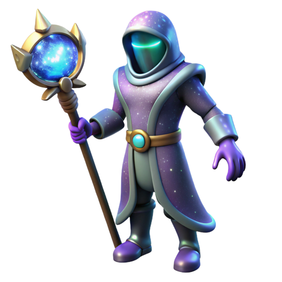 serene artistic Cosmic Wizard 3D Render authentic png