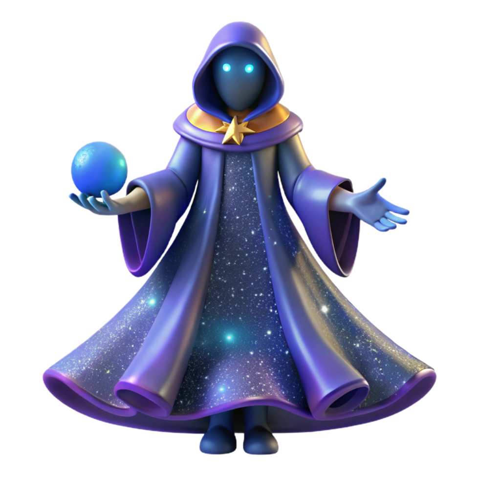 elegant minimalist Cosmic Wizard 3D Render professional png
