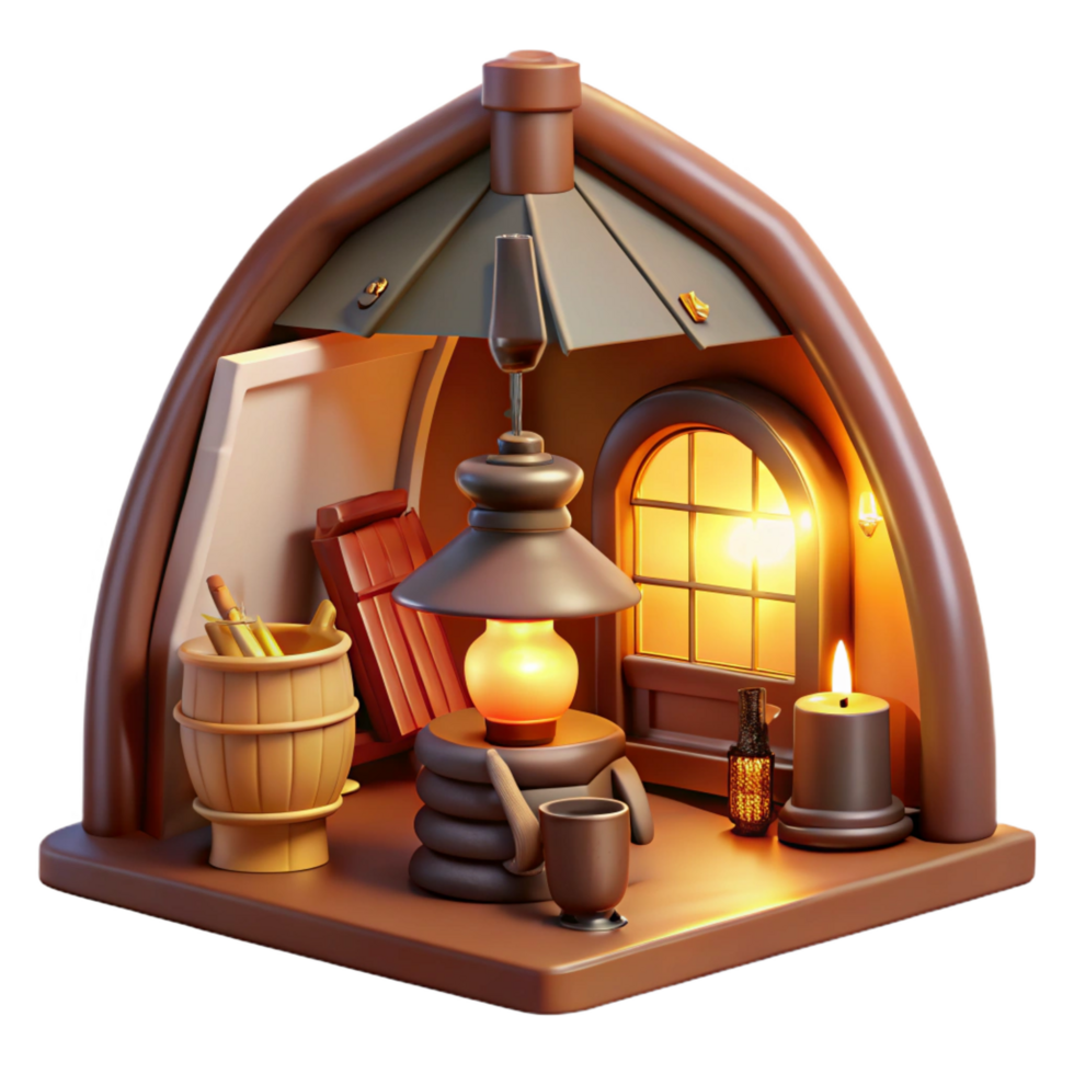 beautiful creative Cozy Cabin 3D Illustration original png