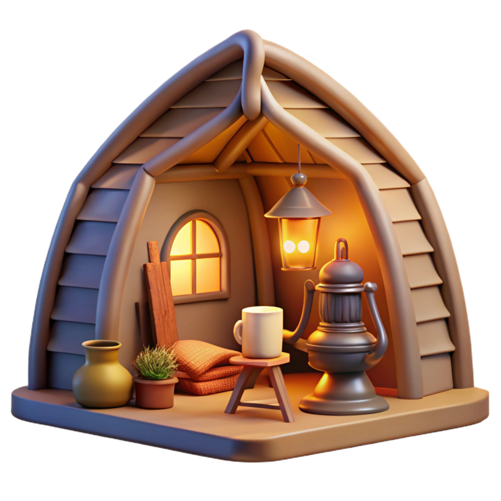 vibrant traditional Cozy 3D Cottage Illustration high quality png