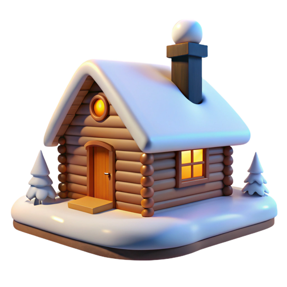 impressive abstract Cozy 3D Winter Cabin Illustration exclusive png