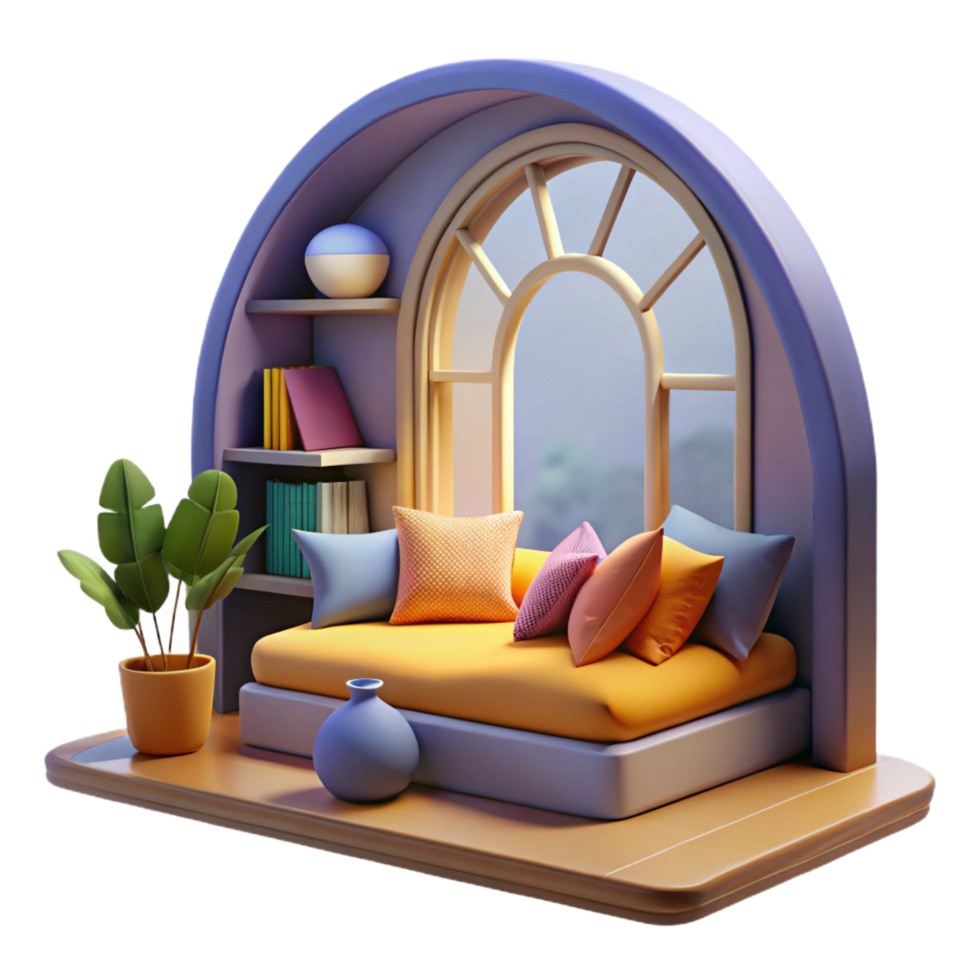 impressive classic Cozy 3D Rendered Room Illustration 4K png