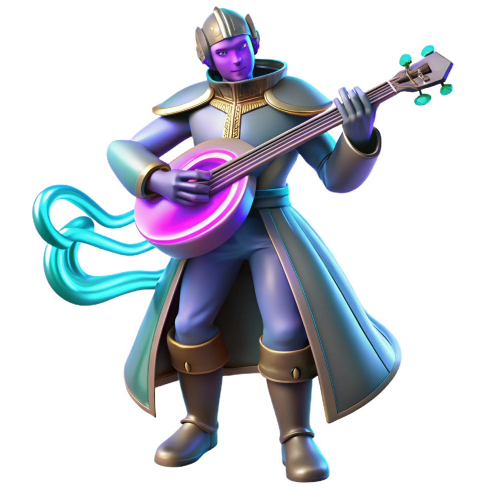 wonderful artistic 3D Render Musician Playing Lute premium png