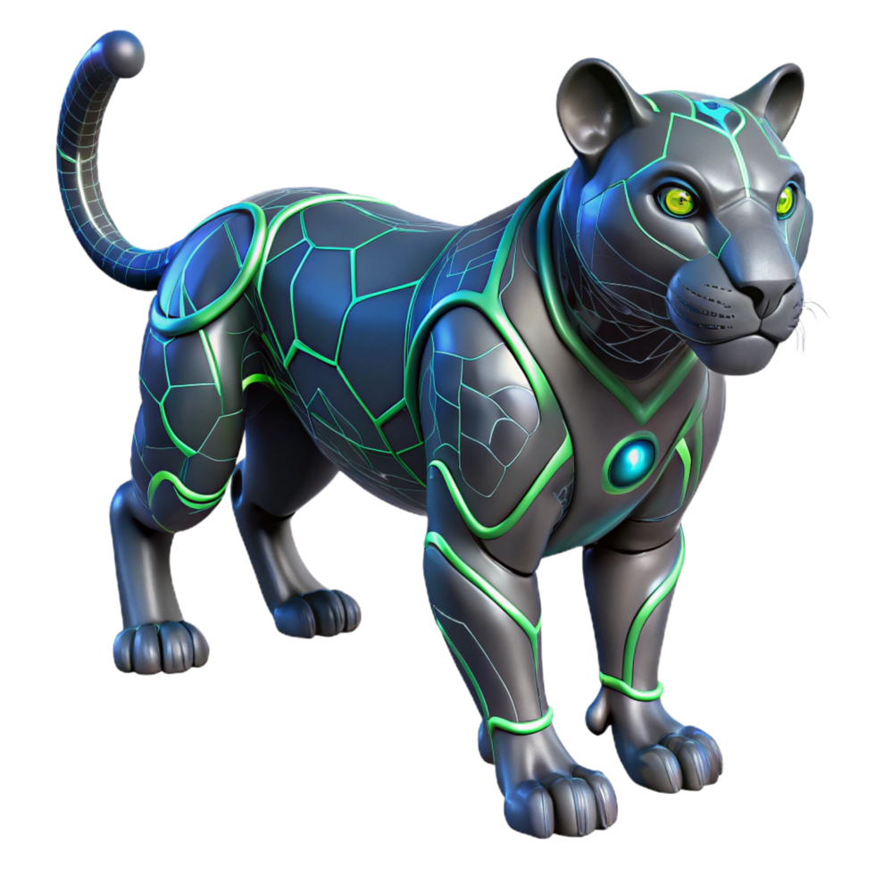 beautiful abstract Cybernetic Panther 3D Render genuine png