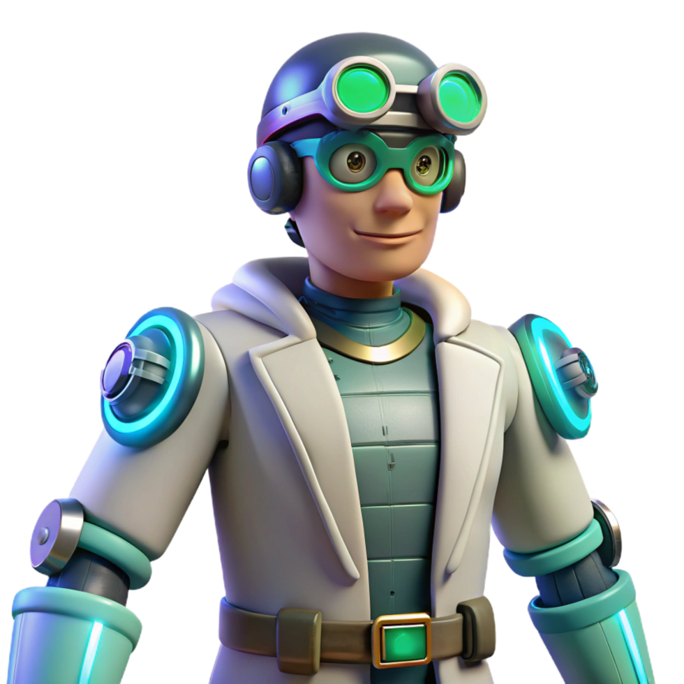 impressive classic 3D Render of a Futuristic Scientist genuine png