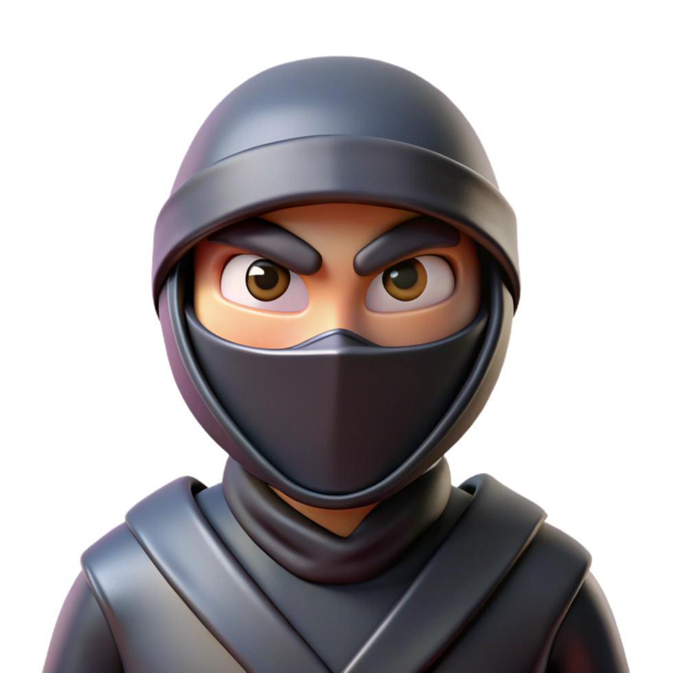 dramatic rustic 3D Cartoon Ninja Illustration high quality png